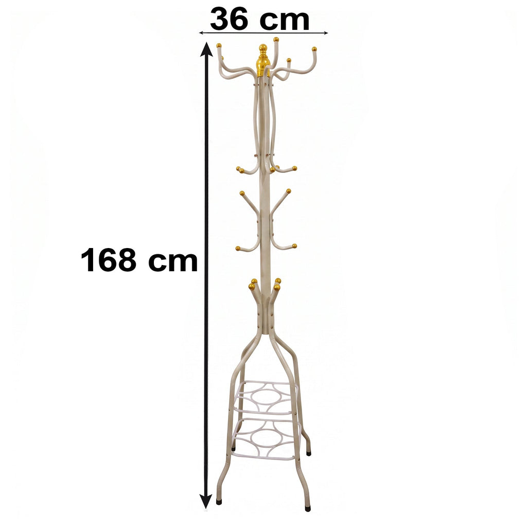 Metal Floor Standing Coat Rack Stand With Bottom Storage Shelf (1 Pc)